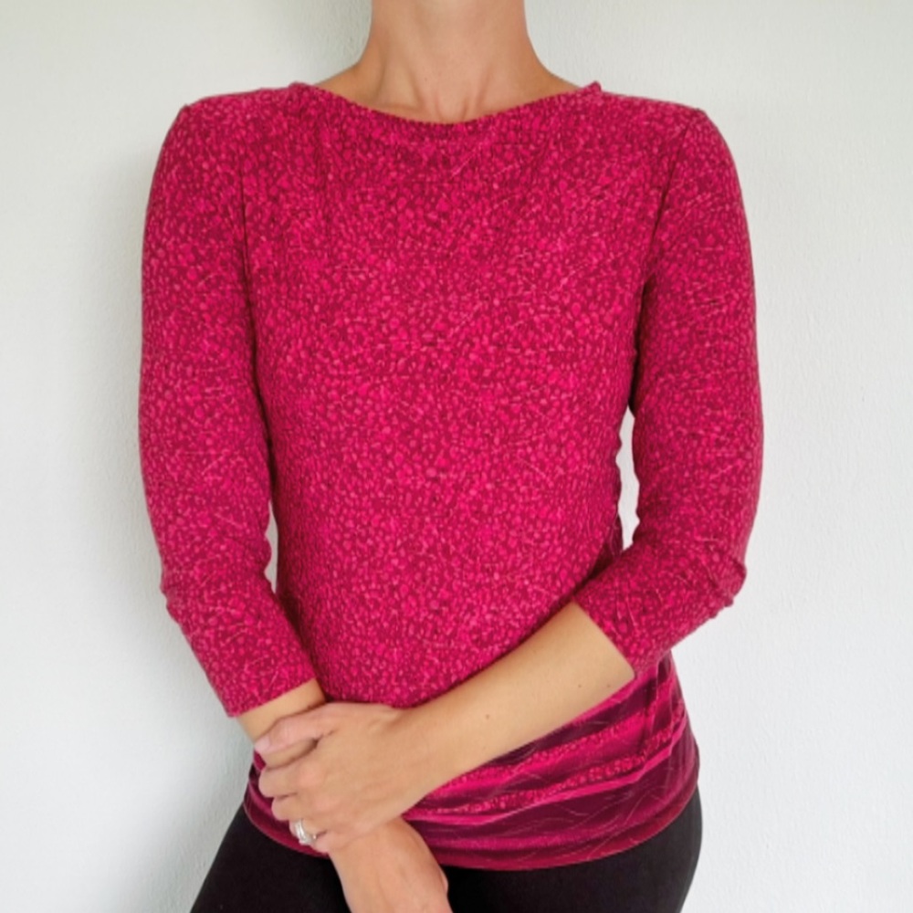 Croft & Barrow red abstract dot print 3/4 sleeve stretch top size petite medium - Picture 2 of 12